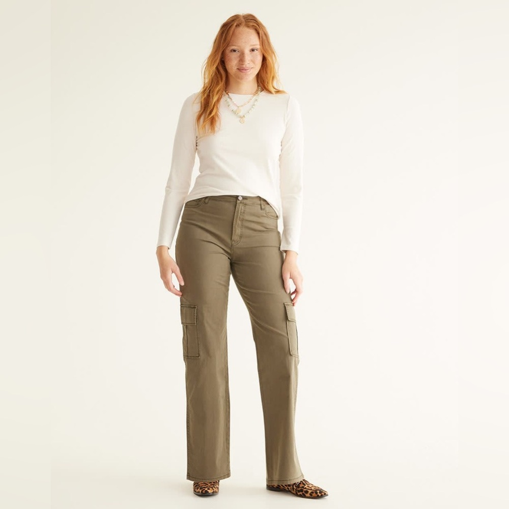 Straight Khaki Cargo Pants